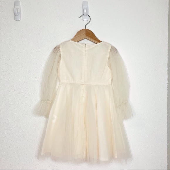 Tutu du Monde tulle dress long sleeve ivory w/‎ beaded purple flowers 2-3 years - Picture 2 of 8